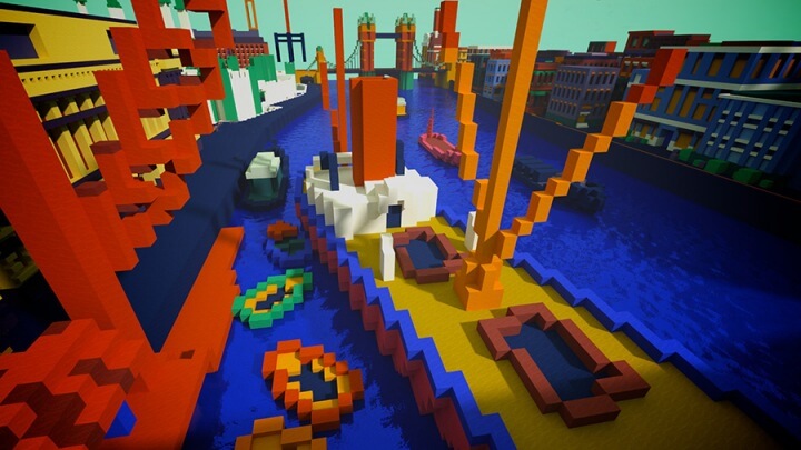 Minecraft map based on André Derain’s The Pool of London painting
